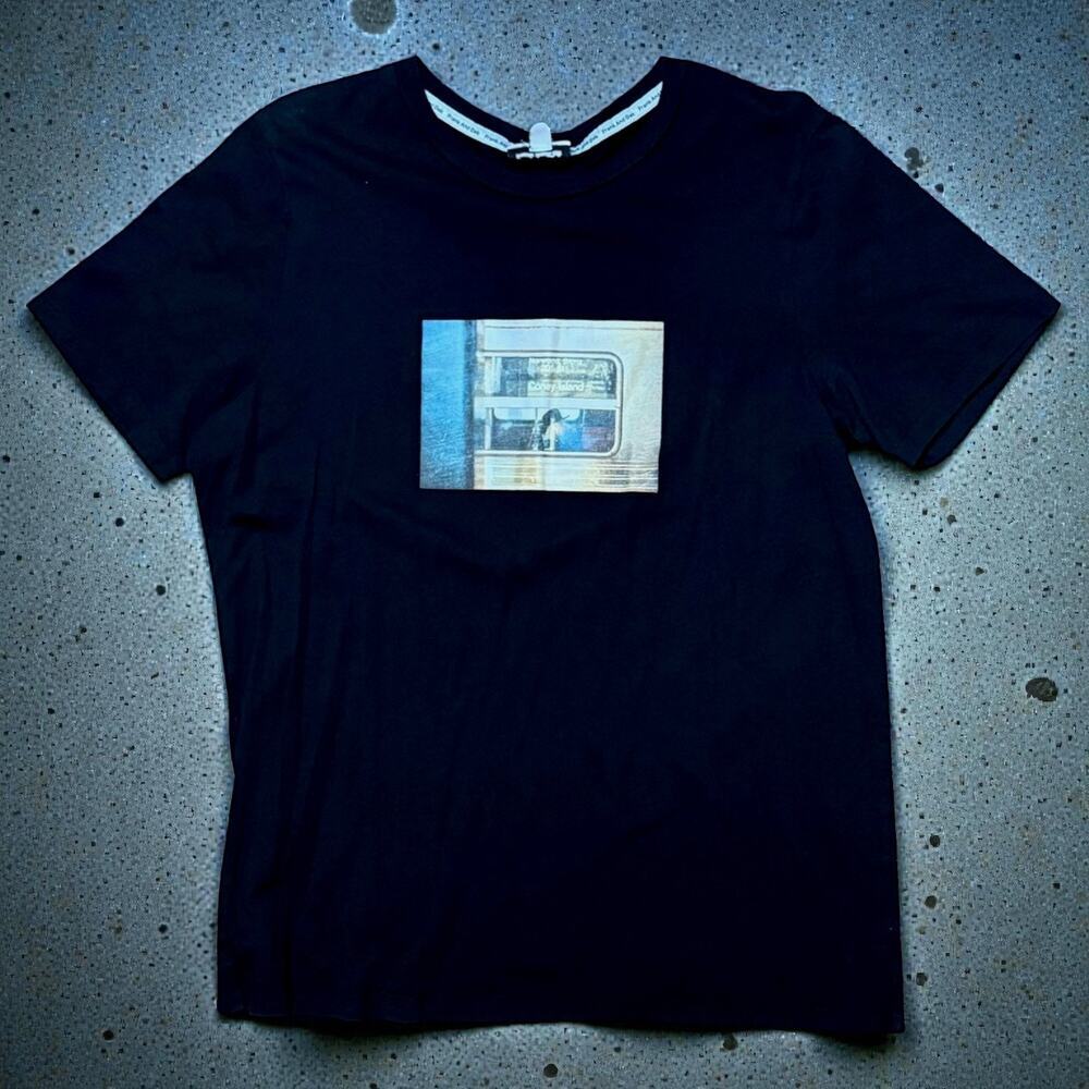Frank & Oak Graphic T-Shirt Mens Black Bronx NY Coney Island Slim Fit Sz L